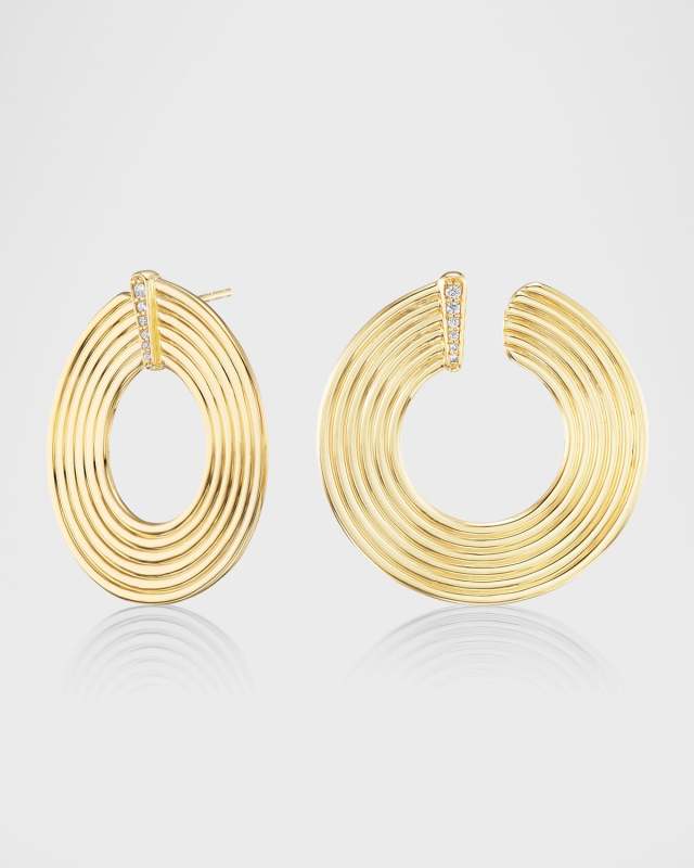 18K Yellow Gold Circle Diamond Earrings